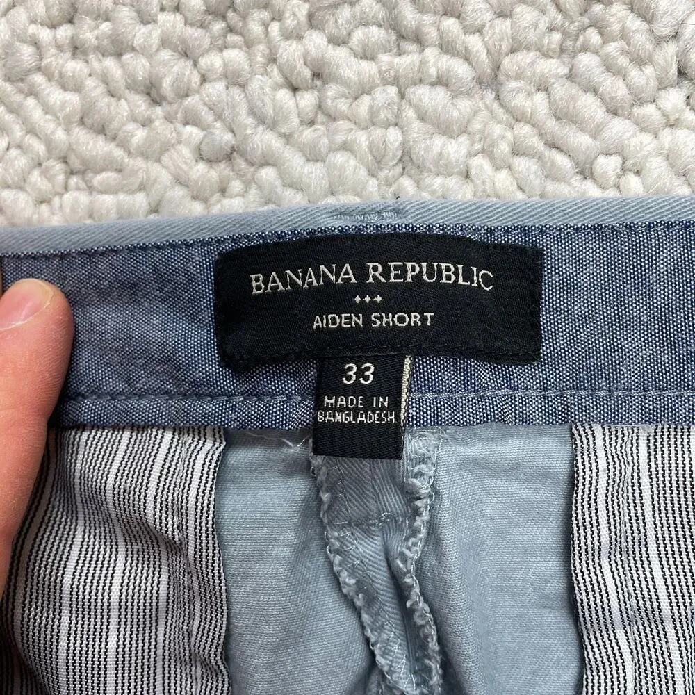 Banana Republic Aiden Chino Shorts Mens 33 Blue Straight Cotton 34x9 Pockets